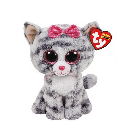 Peluche Beanie Boo'S 15 Cm - Kiki Le Chat - Gris