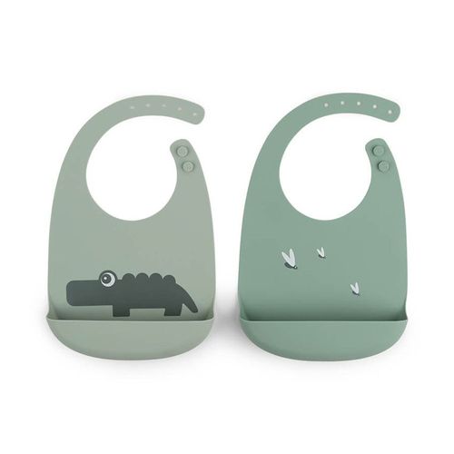Lot De 2 Bavoirs Récupérateurs Croco Vert - Done By Deer