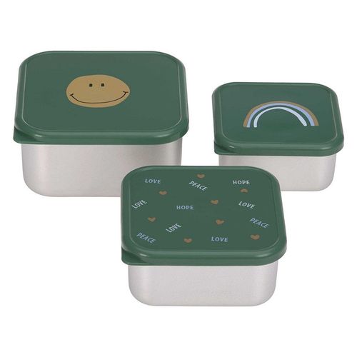 Lot De 3 Boîtes À Goûter Happy Rascals Smile - Vert