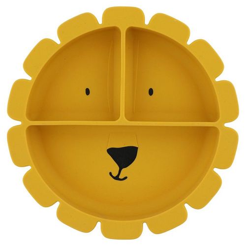 Assiette Silicone Avec Ventouse Et Compartiments - Mr Lion - Jaune