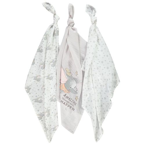 Lot De 3 Langes En Gaze De Coton Dumbo Disney - Gris Clair