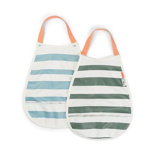 Lot De 2 Bavoirs Élastiques Stripes Bleu/Vert - Done By Deer