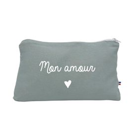 Trousse De Toilette En Lin "Mon Amour" - Menthe - Menthe