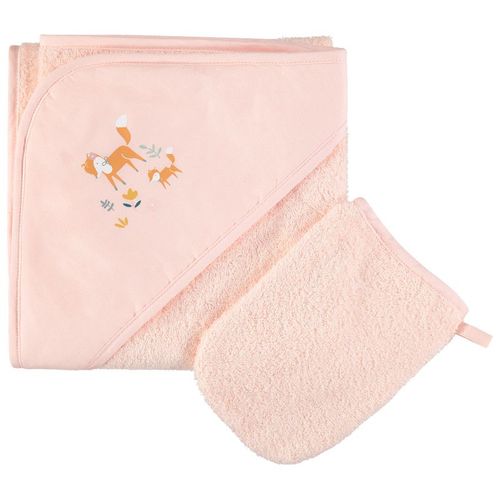 Cape De Bain Et Gant De Toilette Forêt Enchantée - Rose Clair