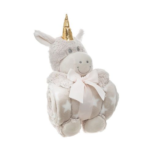 Set Plaid + Peluche Licorne - Gris - Gris