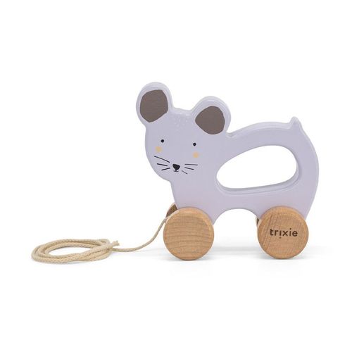 Jouet À Tirer Mrs. Mouse En Bois - Gris