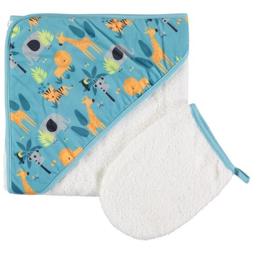 Cape De Bain Et Gant De Toilette Crazy Jungle - Ecru