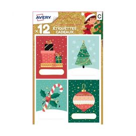 12 Étiquettes Pour Cadeaux De Noël Sapin Et Cadeaux - Multicolore