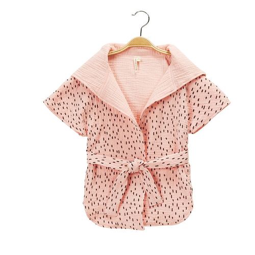 Peignoir De Bain À Capuche Imprimé En Gaze De Coton - Rose
