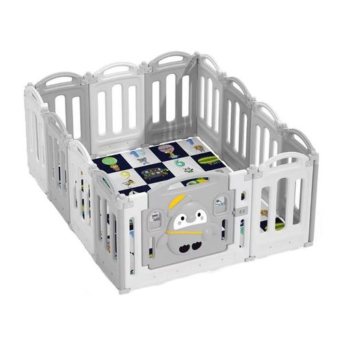 Parc Modulable En Plastique Avec Tapis De Sol - Gris