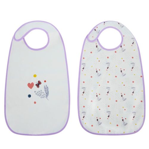 Lot De 2 Bavoirs Imperméables Fleurs - Ecru