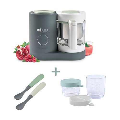 Pack Robot Cuiseur Bébé Babycook Neo Gris Mineral + 2 Pots + 2 Cuillères - Gris