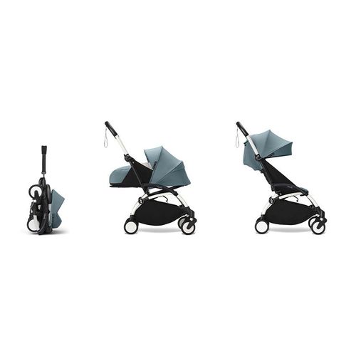 Poussette Stokke® Yoyo³ De La Naissance À 3 Ans - Cadre Blanc/Aqua - Bleu