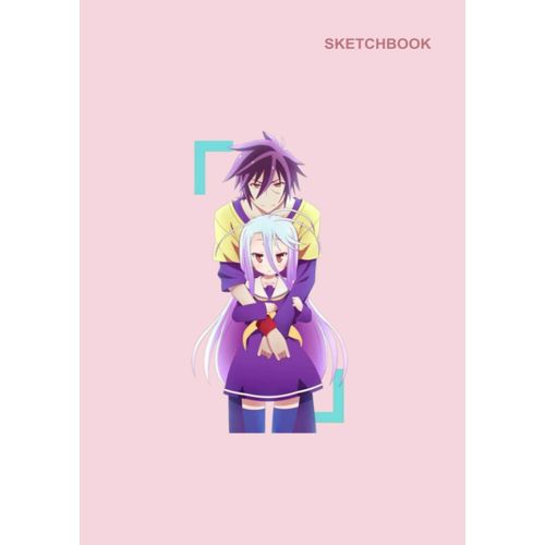Sketchbook With No Game No Life Poster On Cover: Unlined Notebook Journal, 110 White Pager, (8.27 X 11.69 Inches) A4, No Game No Life Zero Shiro & Sora Notebook Pink Cover.