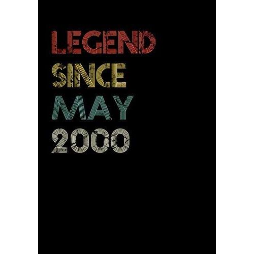 Legend Since May 2000 Guitar Tab Notebook: Unique Birthday Present Ideas For 20 Years Old (7x10 Inches - 110 Pages): 6 String Guitar Chord And Tablature Staff Music Paper For Guitar Players, Musicians