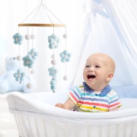 Mobile Bébé en Bois Cloches de Lit Bébé avec Boules de Feutre