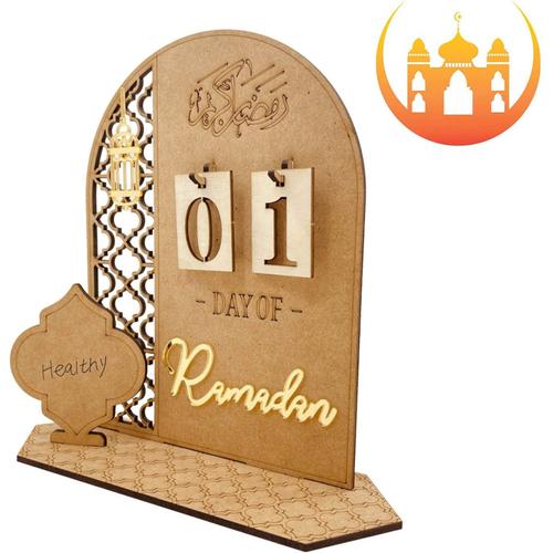 Calendrier de compte à rebours du Ramadan -Décoration en bois- Calendrier  Ramadan Décorations De Fête À La Maison Ornement Artisanal