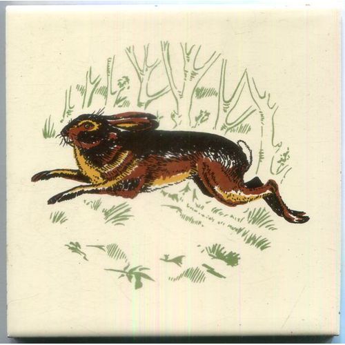 Vintage - Carreau De Faïence - Le Lièvre - " Gien " - Pour Dessous De Plat Ou Déco - 15 X 15 Cm