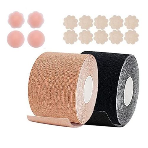 Cache-Tétons, Adhésif Soutien Gorge À Bande De Seins Poitrine Invisible Push Up Bras Sans Bretelles Auto-Adhésifs Bricolage Breast Tape Avec 14 Tétons Invisible Dos Nu Seins Soutien Gorge Lot De 2