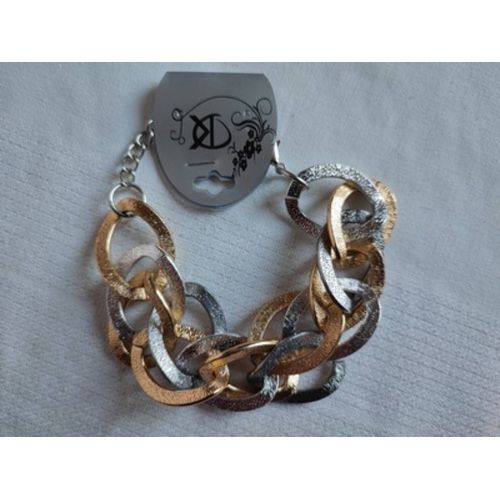Bracelet Fantaisie Duo De Métal Argent Et Doré