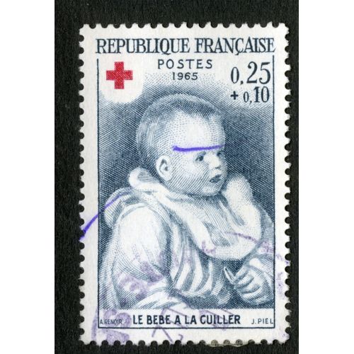 Timbre Oblitéré République Française, A.Renoir, Le Bébé À La Cuiller, Postes, 1965, 0.25+0.10, Piel