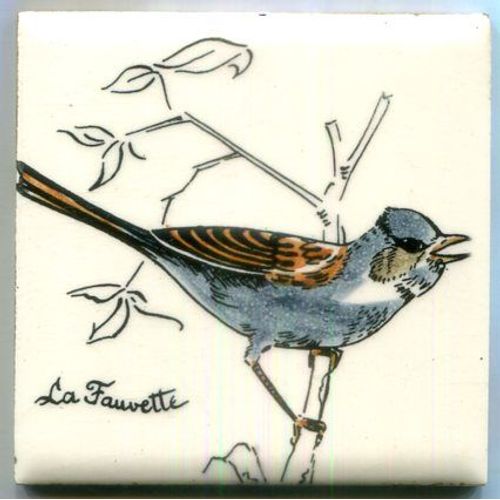 Vintage - Carreau De Faïence - " La Fauvette - Gien " - Pour Dessous De Plat Ou Déco - 10,8 X 10,8 Cm