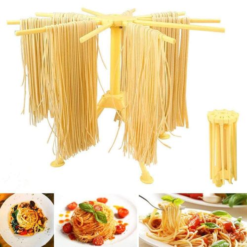 Séchoir à pâtes Bugucat, support à pâtes pour séchoir à pâtes avec 10 échelons extensibles pour jusqu'à 2 kg de serviettes pour tasses à pâtes, tige de transport intégrée, séchoir à spaghetti pliable, séchoir à pâtes-