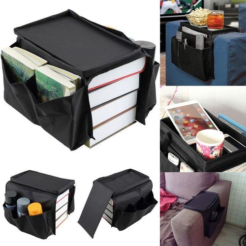 Canapé pliable repose bras 6 poches, canapé télécommande Table organisateur plateau de rangement, porte-revues sac caddie