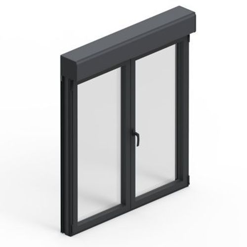 Fenêtre alu 2 vantaux oscillo-battant + volet roulant électrique GoodHome gris - l.120 x h.125 cm