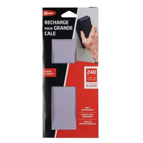Recharge pour grande câle plâtre et enduit 240 grain fin finition Gerlon L.18 x l.9 3 cm