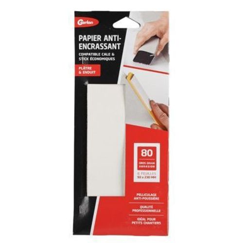 Pochette 6 feuilles papier anti-encrassant 80 gros grain Gerlon L.23 x l.9 3 cm