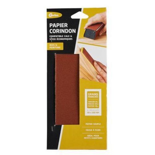 6 feuilles d'abrasif corindon grains panachés