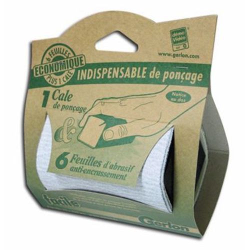 Pack 1 cale de ponçage & 6 feuilles d'abrasif anti-encrassement Gerlon