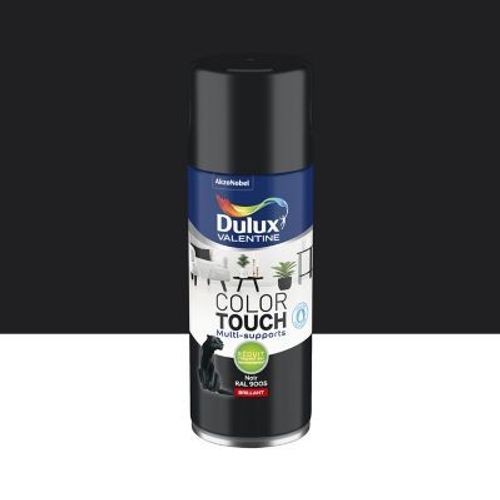 Peinture aérosol Color Touch multi supports Dulux Valentine brillant noir 400ml