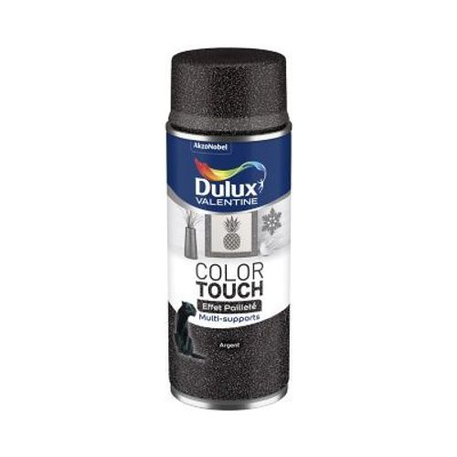 Peinture aérosol Color Touch multi supports Dulux Valentine effet pailleté argent 400ml