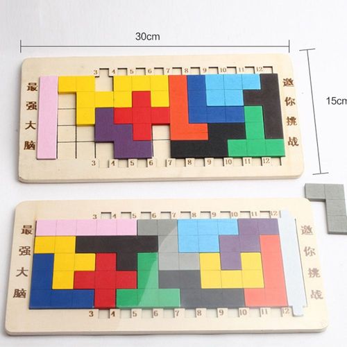 Jouet Éducatif En Bois Montessori, Puzzle Pour Enfant, Jeu Tetris, Développement Du Cerveau