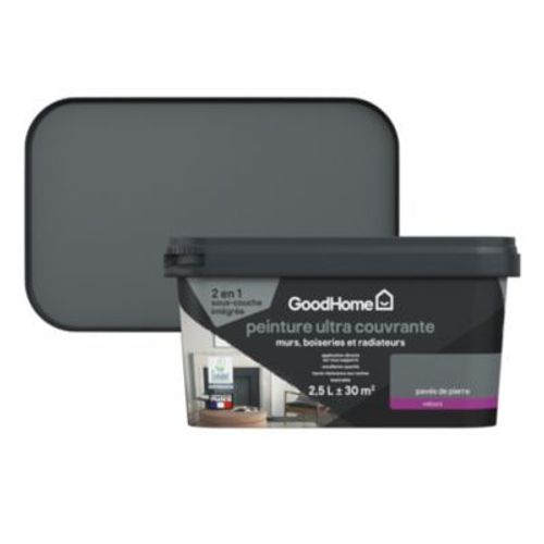 Peinture couleur 2 en 1 velours GoodHome pavés de pierre 2 5L