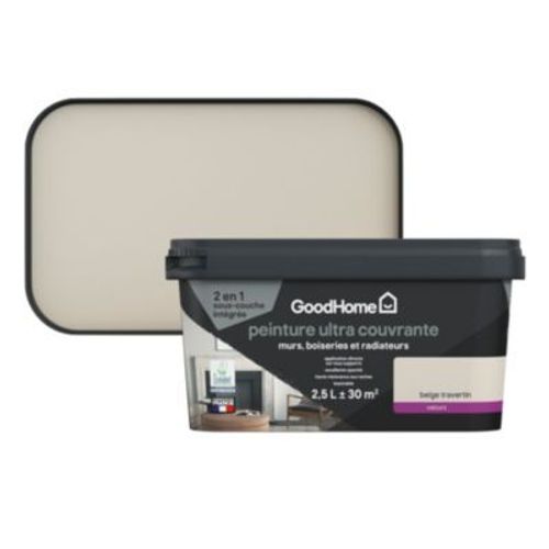 Peinture couleur 2 en 1 velours GoodHome travertin 2 5L
