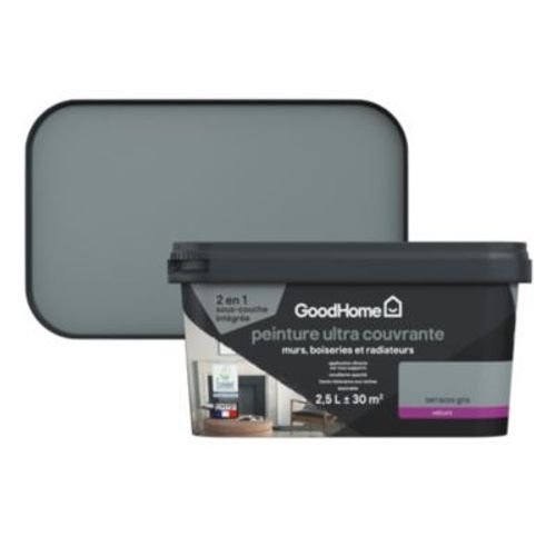 Peinture couleur 2 en 1 velours GoodHome terrazzo gris 2 5L