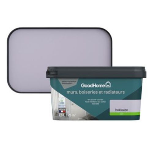 Peinture intérieure couleur murs  boiseries et radiateurs GoodHome Hokkaido satin Violet 2 5L