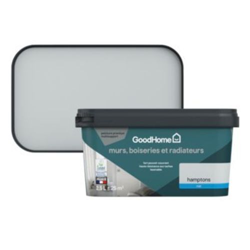 Peinture intérieure couleur murs  boiseries et radiateurs GoodHome mat hamptons gris 2.5L