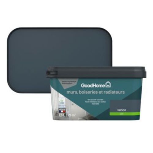 Peinture intérieure couleur murs  boiseries et radiateurs GoodHome Vence satin bleu 2 5L