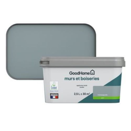 Peinture intérieure couleur Murs et boiseries GoodHome Minneapolis gris 2.5L