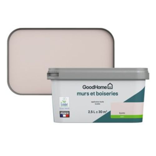 Peinture intérieure couleur murs et boiseries GoodHome Kyoto rose satin 2.5L