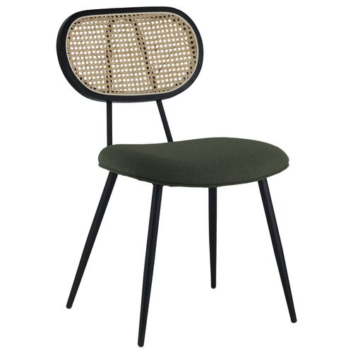 Lot De 2 Chaises En Cannage Et Tissu Boucle Vert Kaki Elena