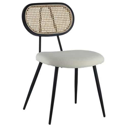 Lot De 2 Chaises En Cannage Et Tissu Boucle Écru Elena