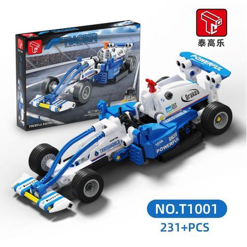 T1001 Compatible Avec Les Blocs De Construction Lego Small Particle Assemblage Puzzle Pull Back Car Boy Toy Ornement, T1001 Blue-Pull Back Formula Racing