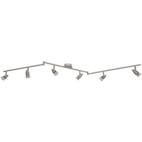 Réglette Spot 6 Lumières Gu10 7w Goodhome Aspis Nickel Satiné L.134 X L.55 X H.16 Cm