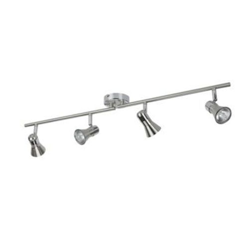 Réglette Spot 4 Lumières Gu10 10w Goodhome Aphroditus Nickel L.80 X L.9 X H.16 Cm