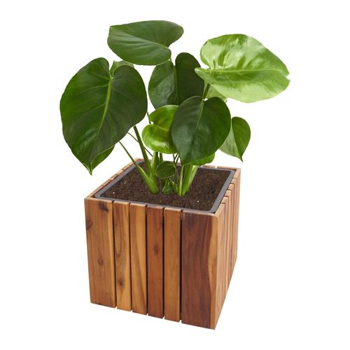 Jardinière Hwc-L24, Jardinière Pot De Fleur, Carré 32x32x32cm Outdoor Acacia Bois Certifié Mvg, Brun